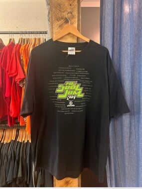 Vintage Classic Black Graphic Tee with Lime-Green "Soul Jam 2004" Logo